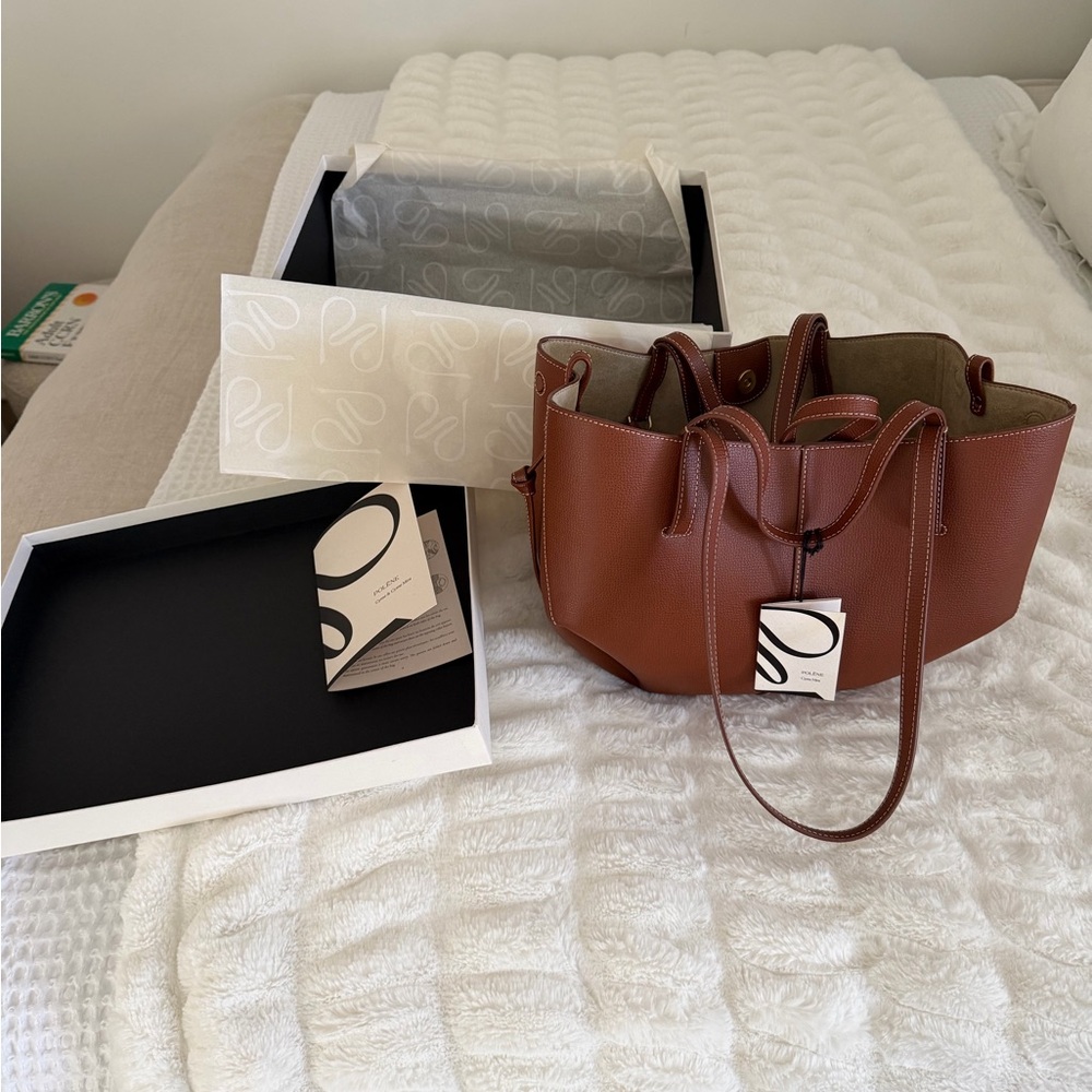 💯% AUTHENTIC POLÉNE CYME MINI IN TEXTURED COGNAC